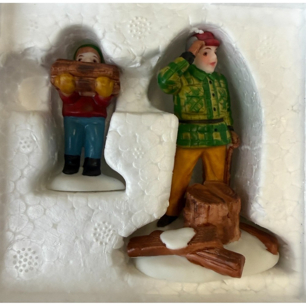 Department 56 Dickens Village Wood Cutter and Son Set of 2 Porcelain Figures